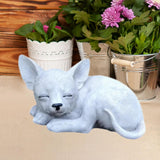Maxbell Lying Fox Ornament Unique Decorations Balcony Resin Sleeping Fox Sculpture
