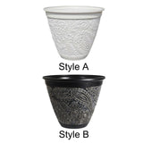 Decorative Plant Pot Resin Retro Plant Container for Office Courtyard Garden White