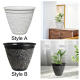 Decorative Plant Pot Resin Retro Plant Container for Office Courtyard Garden White