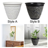 Decorative Plant Pot Resin Retro Plant Container for Office Courtyard Garden White