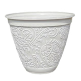 Decorative Plant Pot Resin Retro Plant Container for Office Courtyard Garden White