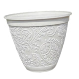 Decorative Plant Pot Resin Retro Plant Container for Office Courtyard Garden White