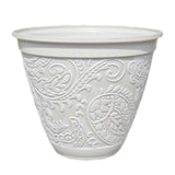 Decorative Plant Pot Resin Retro Plant Container for Office Courtyard Garden White