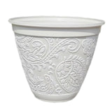 Decorative Plant Pot Resin Retro Plant Container for Office Courtyard Garden White