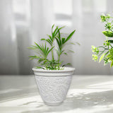 Decorative Plant Pot Resin Retro Plant Container for Office Courtyard Garden White