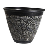 Decorative Plant Pot Resin Retro Plant Container for Office Courtyard Garden Black