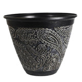 Decorative Plant Pot Resin Retro Plant Container for Office Courtyard Garden Black