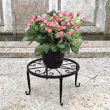 Maxbell Black Iron Planter Stand Holder Round Display Rack for Indoor Outdoor Sturdy