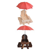 Maxbell Squirrel Feeder Table Picnic Table Feeder for Yard Outdoor Garden Decoration Brown