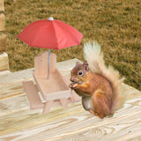 Maxbell Squirrel Feeder Table Picnic Table Feeder for Yard Outdoor Garden Decoration Brown