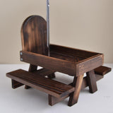 Maxbell Squirrel Feeder Table Picnic Table Feeder for Yard Outdoor Garden Decoration Deep Brown