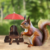 Maxbell Squirrel Feeder Table Picnic Table Feeder for Yard Outdoor Garden Decoration Deep Brown