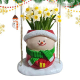 Maxbell Swing Snowman Planter Cute Hanging Flower Pot for Living Room Balcony Garden