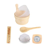 Wooden Sauna Bucket and Ladle Set Temperature Humidity Meter SPA Accessories