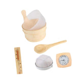 Wooden Sauna Bucket and Ladle Set Temperature Humidity Meter SPA Accessories