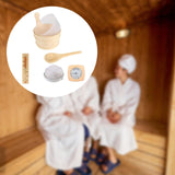 Wooden Sauna Bucket and Ladle Set Temperature Humidity Meter SPA Accessories