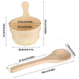 Wooden Sauna Bucket and Ladle Set Temperature Humidity Meter SPA Accessories