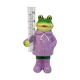 Maxbell Resin Animal Statue Patio Outside Measurement Tube Outdoor Garden Rain Gauge Frog 20.4x10.8x7.3cm