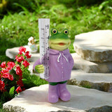 Maxbell Resin Animal Statue Patio Outside Measurement Tube Outdoor Garden Rain Gauge Frog 20.4x10.8x7.3cm