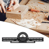 Maxbell Combination Square Ruler Set Protractor Adjustable Layout Woodworkings Ruler Black 30x8cm