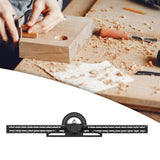 Maxbell Combination Square Ruler Set Protractor Adjustable Layout Woodworkings Ruler Black 50x8cm