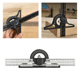 Maxbell Combination Square Ruler Set Protractor Adjustable Layout Woodworkings Ruler Silver 30x8cm