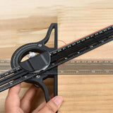 Maxbell Combination Square Ruler Set Protractor Adjustable Layout Woodworkings Ruler Silver 30x8cm