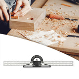 Maxbell Combination Square Ruler Set Protractor Adjustable Layout Woodworkings Ruler Silver 50x8cm