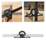 Maxbell Combination Square Ruler Set Protractor Adjustable Layout Woodworkings Ruler Silver 50x8cm