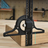 Maxbell Combination Square Ruler Set Protractor Adjustable Layout Woodworkings Ruler Silver 50x8cm