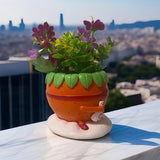 Maxbell Strawberry Figurine Flower Pot Resin Tabletop Ornament for Table Desk Office