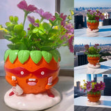 Maxbell Strawberry Figurine Flower Pot Resin Tabletop Ornament for Table Desk Office