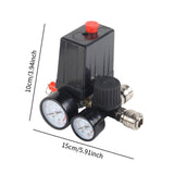 Maxbell Pressure Switch for Air Compressor Double Connector 4 Holes Pressure Reducer 15cmx10cm