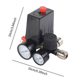 Maxbell Pressure Switch for Air Compressor Double Connector 4 Holes Pressure Reducer 16cmx10cm