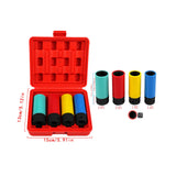 Maxbell 4Pcs 1/2" Drive Impact Lug Nut Socket Kit Easily Install 17mm 19mm 21mm 22mm Red Box