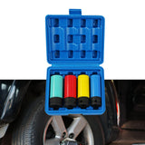 4Pcs 1/2" Drive Impact Lug Nut Socket Kit Easily Install 17mm 19mm 21mm 22mm Blue Box