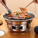 Maxbell Round Barbecue Grill Furnace Outdoor Grill for Backyard Outdoor Indoor Beach Style C