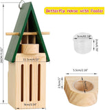 Maxbell Butterfly House with Feeder Easy to Install Versatile Wood Butterfly Shelter