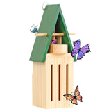 Maxbell Butterfly House with Feeder Easy to Install Versatile Wood Butterfly Shelter