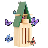 Maxbell Butterfly House with Feeder Easy to Install Versatile Wood Butterfly Shelter