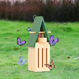 Maxbell Butterfly House with Feeder Easy to Install Versatile Wood Butterfly Shelter