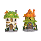 Maxbell Garden Flower House Statue Landscape Solar Sculpture for Patio Outdoor Porch Orange