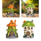 Maxbell Garden Flower House Statue Landscape Solar Sculpture for Patio Outdoor Porch Orange