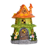 Maxbell Garden Flower House Statue Landscape Solar Sculpture for Patio Outdoor Porch Orange