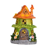 Maxbell Garden Flower House Statue Landscape Solar Sculpture for Patio Outdoor Porch Orange