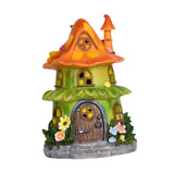 Maxbell Garden Flower House Statue Landscape Solar Sculpture for Patio Outdoor Porch Orange