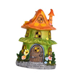 Maxbell Garden Flower House Statue Landscape Solar Sculpture for Patio Outdoor Porch Orange