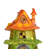 Maxbell Garden Flower House Statue Landscape Solar Sculpture for Patio Outdoor Porch Orange