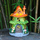 Maxbell Garden Flower House Statue Landscape Solar Sculpture for Patio Outdoor Porch Orange