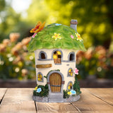 Maxbell Garden Flower House Statue Landscape Solar Sculpture for Patio Outdoor Porch Green